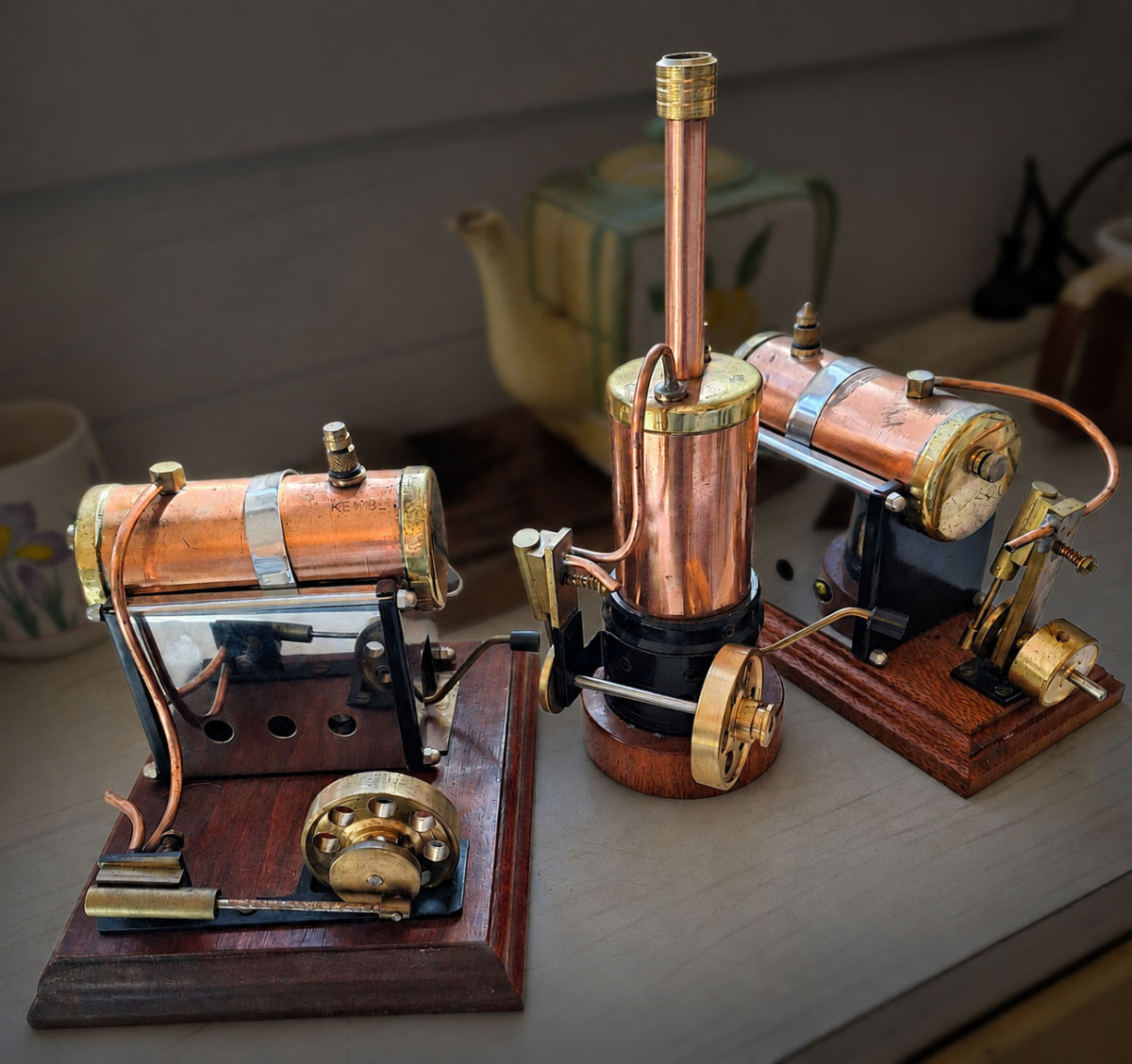Variety of stationary steam engine models made by Eungella Steam